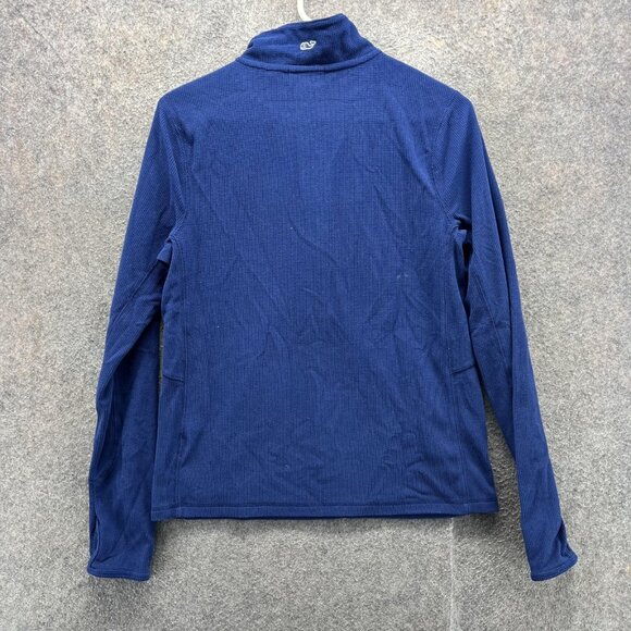 Vineyard Vines Pullover Mens Small Blue 1/4 Zip Waffle Knit Mock Neck Shirt Top - Picture 2 of 12